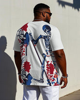 Men's Casual Fashion Funny Skull Skeleton Printed Short Sleeve T-shirts